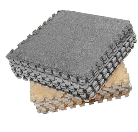 Phefop Alfombra de Piso Entrelazada de Felpa Suave, Losetas de Alfombra de Espuma EVA, 10 Piezas, Antideslizante, Fácil de Cortar y Ensamblar para Sala de Estar, Dormitorio, Estudio, Guardería