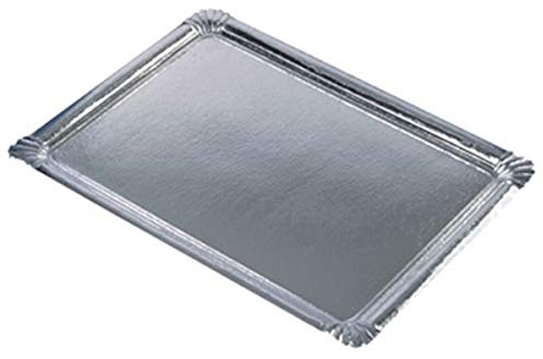 PAPSTAR 11331 10 Servierplatten PE-beschichtet eckig, 34 x 45.5 cm, Silber