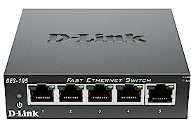 D-Link DES-105 Switch 5 Porte Fast Ethernet, Alloggiamento in Metallo, Nero/Antracite