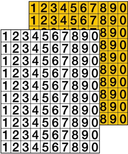 Aufkleber Selbstklebende Ziffern Zahlen auf Bogen 0-9 je 10 Stück 33x26mm