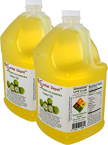 Castor Oil - 2 x 1-Gallon (128 oz) - 256 oz - Food Grade - Safety Sealed HDPE Container with Resealable Cap - 100% Pure and Natural for Hair, Skin, Massage, and Cooking
