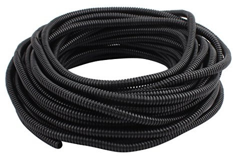 sourcingmap 16 M 6.5 x 10 mm Plastic Split Corrugated Conduit Tube for Garden,Office Black