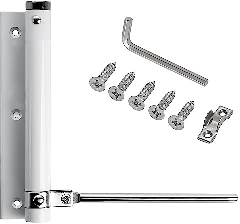 Stahlia Automatischer Türschließer Weiß (1 Stück) Türdämpfer 55 KG Schließkraft Zimmertür Haustür Gartentor Scharnier Stangentürschließer