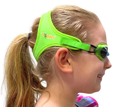 Frogglez Anti-Fog Swimming Goggles for Kids under 10 (Ages 3-10) Recommended by Swim Instructors; Premium Pain-Free Strap - Green
