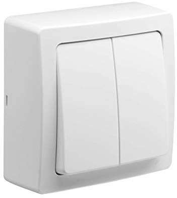 Debflex Interrupteur Va et Vient Sans Fil - Prise Électrique Standard Extra Plate - Gamme Blok - Double Va Et Vient Blanc