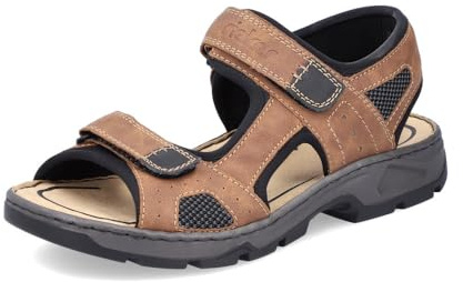 Rieker Homme Sandales 26156, Monsieur Sandales Fines,Chaussure d'été,Sandale d'été,Confortable,Plate,Marron (Braun Kombi / 25),45 EU / 10.5 UK