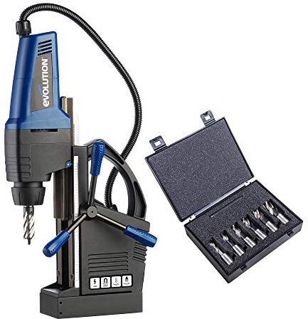 Evolution Power Tools EVOMAG42 - Industrial Steel Magnetic Drill, 42 mm (230 V) with 6x Short Series Drilling Cutter Kit, 25 mm