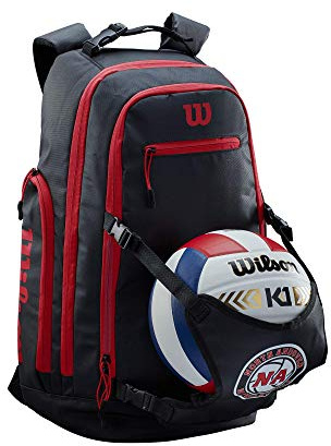 Wilson Volleyball-Rucksack für den Innenbereich, Schwarz/Rot, Schwarz, Rucksack, Rucksack