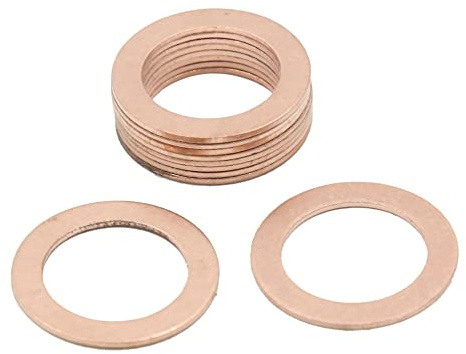 sourcing map 17mm Kupfer Quetschscheiben 10 Stk. Für Ölablassschraube | 17x25x1mm, Für Automobile, Pumpen, Elektrogeräte, Türen, Fenster, Lager, Ölwannenstopfen