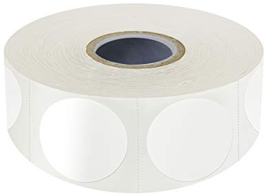 Hebayy 1 500 st vita runda färgkodning cirkelprickar lagerklistermärken etiketter med perforeringslinje i rulle (varje mäter 2,5 cm i diameter)