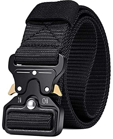 MOZETO Men's Tactical Belt, 1.5 Nylon Web Rigger Hiking Work Belts for Men with Heavy Duty Quick Release Buckle