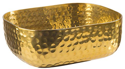 APS Recipiente aluminio con superficie martillada y dorada, recipiente para el pan, por ejemplo, para platos fríos y calientes, 15,5 x 12,0 cm, 0,7 ltr.
