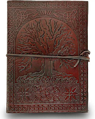 HG-LTHR A5 Libreta Notas Cuaderno Hojas Diario Album Hecho a Mano con Cubierta de Cuero Arbol De la Vida Celta Vintage