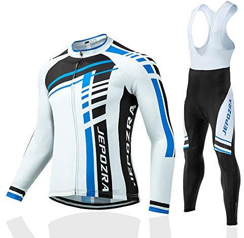 Fahrradbekleidung Herren Sommer Fahrradtrikot Set Rennrad Trikot Radtrikot Kurzarm mtb Mountainbike Jersey Shirt und Fahrradhose Atmungsaktiv Gel Sitzpolster (Schwarz-Weiss, L)