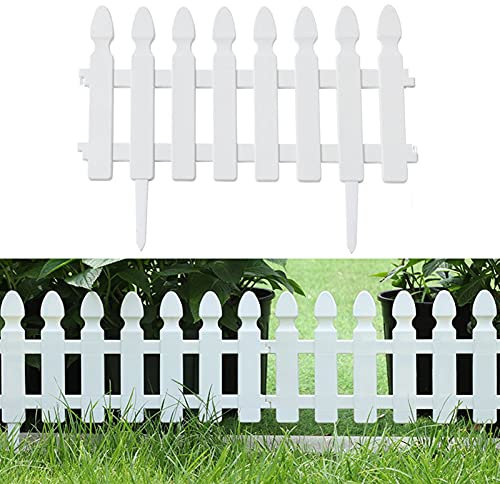 Liveinu Lot de 5 Bordures de Jardin Bordure de Pelouse de Jardin en Plastique Bordure Bordure de Tonte Palissade de Jardin pour Vergers, Parterres de Fleurs, Sentiers Blanc