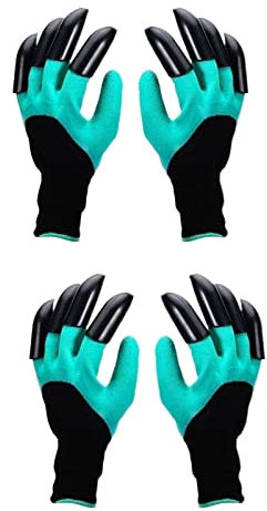 BANGHA Gartenhandschuhe 2 Paare grüne Gartenhandschuhe Kunststoff Handklauen Gartengummi Handschuh zum Graben wasserdichter Anpflanzung von Jäten Seding Gartenarbeit Arbeitshandschuhe (Color : A)