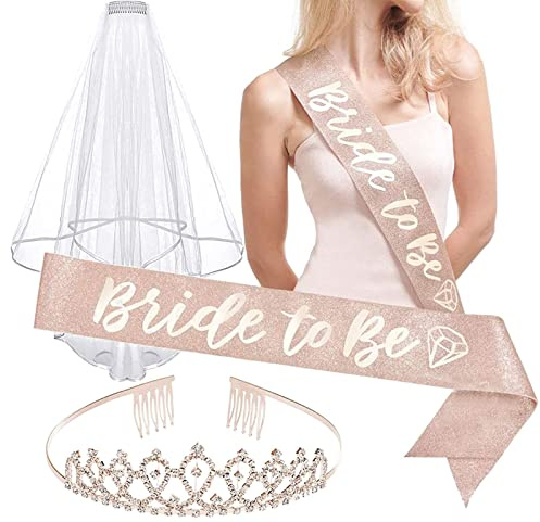 Bymivofun bride to be skärp slöja set, möhippa tillbehör med bride to vara tiara sash violett, för bruden, möhippa, ungmöhippa, möhippa, bröllop