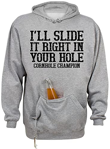 I'll Slide Right in Your Hole Cornhole Beer Holder Tailgate Hoodie Sweatshirt Unisex X-Large Oxford