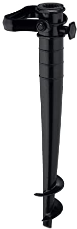 Relaxdays Puntale Reggi Ombrellone, Trivella a Vite, Infilare e Avvitare, con Manico, Prato e Spiaggia, Plastica, Nero, 43 x 10 x 6,5 cm