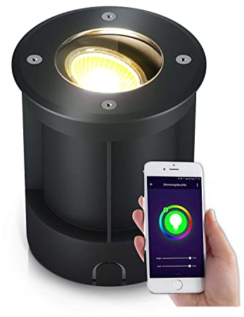 lambado® Bodenstrahler außen mit App-Steuerung, Alexa & Google - Dimmbar & Farbwechsel für tolle Effekte - Bodeneinbaustrahler aussen schwenkbar