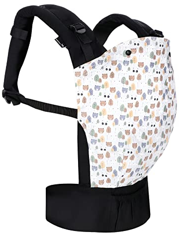 DROMADER Ergonomische Babytrage für Kinder von 6-15 kg - Vorder- und Rückentrage - Verstellbare Träger - Handgefertigt aus 100% Baumwolle - Maschinenwaschbar - Panda