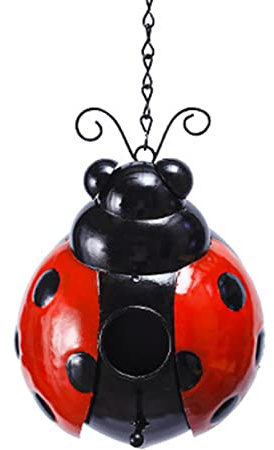 Nichoir à oiseaux coloré en forme d'abeilles et coccinelles, jardin, terrasse, maison à oiseaux à suspendre avec mât, convient à nombreuses espèces d'oiseaux jardin