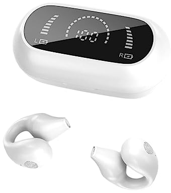 Xmenha Clip On Open Ear Headphones Bone Conduction Earbuds Ear Clip Buds Wireless Bone Conduction Headphones Bluetooth Earbud Earphones Bone Conducting Earbuds