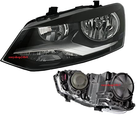 EASYSHOP24H Faro Fanale Proiettore Anteriore SX Sinistro Per Polo 6R da 2009 a 2013 H7 H7 Predisposto Regolazione Elettrica Gruppo Ottico Luce Fanalino