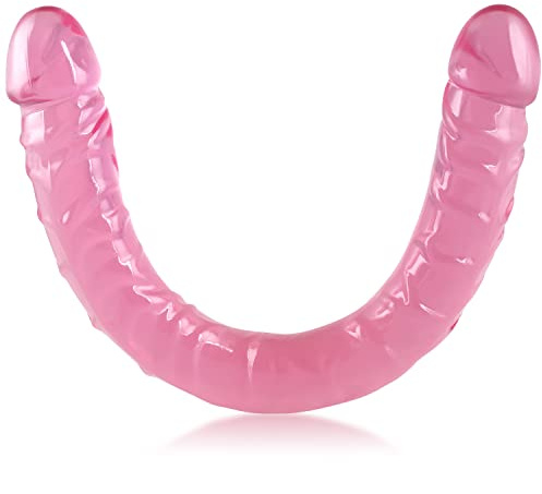 Lover Luxe Double-Ended Dildo Waterproof Jelly Double Dongs Realistic Dildo Penis Cock Anal Butt Plug Massager G-Spot Stimulation Orgasmic Adult Sex Toys for Women Men (XL Pink)