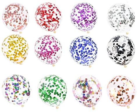 100Pcs Confetti Balloons 12 Inch Colorful Party Balloons Gold Sequin Balloon Set Assorted Color Latex Helium Balloons for Birthday Party Wedding Baby Shower Christmas Arch Decorations