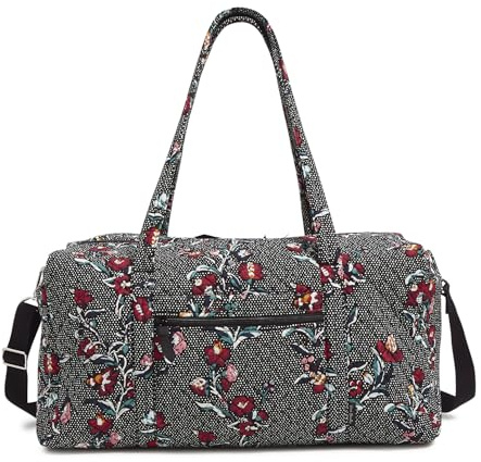 Vera Bradley Dam bomull stor duffelväska, Perenner noir prick, En storlek, Bomull stor resväska duffelväska