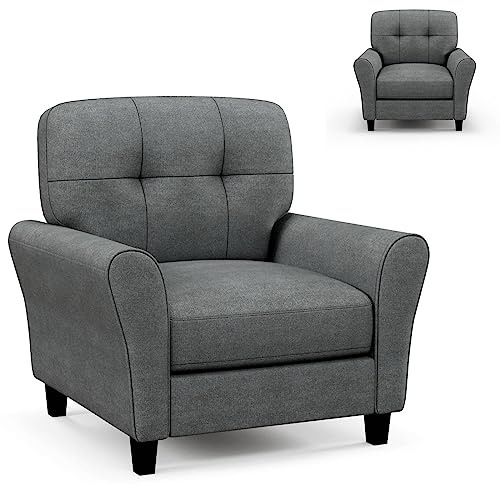 Multigot Modern Tufted Accent Chair, Upholstered Single Sofa Chair with Removable Back & Seat Cushions, Tufted Comfy Lounge Armchair for Living Room, Bedroom, Office