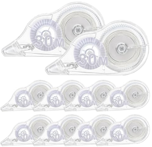 FAMCUCHE 10 Stück Korrekturroller, 30m x 5mm Korrekturbänder Tippex Maus, Mini Korrekturmaus mit Schutzkappe, Weiß Tippex Roller Correction Tape für Kinder Schüler Büro Zuhause Schulsachen