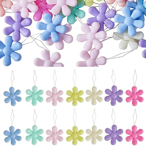 GORGECRAFT 50 enfile-Aiguille Multicolore en Plastique pour Machine à Coudre Tête de Fleur Boucle de Fil Broderie Aiguilles Florales Outil D'Enfilage pour Coudre des Aiguilles à Petits Yeux