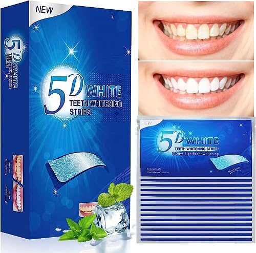 Whitening Strips 28 Strips, Whitening Stripes Teeth for White Teeth, Non Sensitive Teeth Bleaching, Removes Yellow Black Smoke Stains Teeth, 14 Whitening Sessions, Safe for Enamel, White Strips