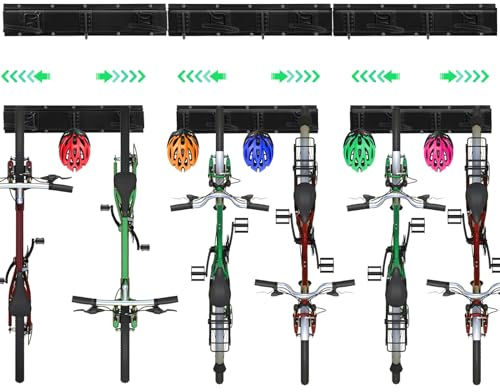 Sinoer Support mural pour vélo Support mural de rangement pour 6 vélos + 5 casques Crochet de rangement d’outils réglable pour garage ou maison Porte-vélos vertical, 20 pouces / 511 mm