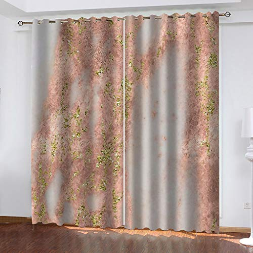 MAYNUO Blickdichte Vorhänge Mit Motiv 3D Goldene Rosa Kunst Kinder Gardinen Blickdicht Ösen Gardine Thermo 264x214 cm Schlafzimmer Kinderzimmer Vorhänge Dekoratives Muster, Verdunklungsvorhänge
