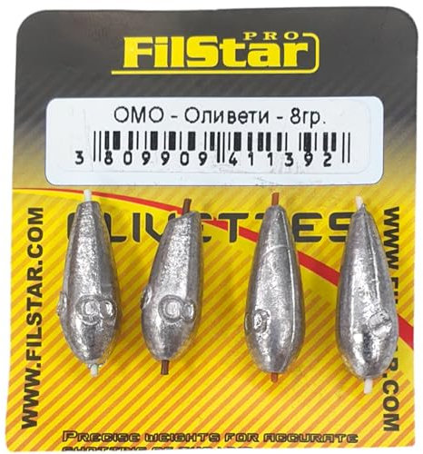 PRO FILSTAR Inline Olivette Angelblei Set 4x8g – Bleigewichte - Dropshot Blei - Angel Bleie Set - Blei Angeln - Angelgewichte - Fishing Drop Shot Blei - Fishen Zubehör - Schrotblei – Bleischrot