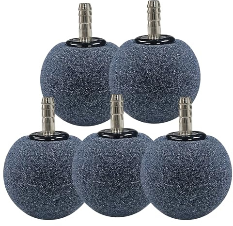 Holzsammlung Luftstein für Aquarium, 50 mm Leiser Sauerstoff Belüfter für Aquarien, Sauerstoff-Diffusor Airstone Blasenfreisetzungswerkzeug für Luftpumpe, Aquarium, Eimer, Kleiner Teich, 5 Stück
