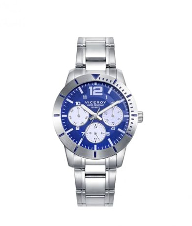 Viceroy 401357-34 Reloj Niño Acero Azul - Deportivo 36MM, Cuarzo Multifunción, Pulsera Azul