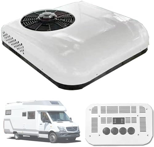 Cashwise Climatiseur de RV sur Le Toit, 12v / 24 V Climatisation pour Mini-fourgonnettes, climatiseur de Camping-Car pour Camping-Car, excavateur, Bus, Fourgon, Bateau,White-24V