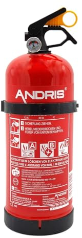 2kg ABC Pulver Feuerlöscher Orig. ANDRIS®, ideal für KFZ/Auto/Boot geeignet, DIN EN 3,CE, inkl. KFZ/Auto/Boot-Halterung und Prüfnachweis, Füllmenge:2 kg, Löschmittel:ABC Pulver