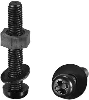 TOP-VIGOR M5 x 30mm Nylon Screw Nut Washer Assortment Kit 20Pcs | Round Head Machine Screw Bolt Nuts Flat Washers for Fixing Component, Industrial and Construction Fasteners, Black