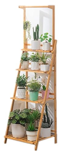 HUHJYUGE 3/4-Tier Pflanzenständer, Blumenständer Balkon Holz, Pflanzenregal Wand Outdoor, Blumenregal Balkon Hoch, Blumenleiter Draußen, Blumentreppe Innen Modern, für Balkon/Terrasse/Garten