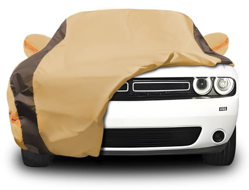 FSGRICH Funda Impermeable para Coche para Todo Tipo de Clima, Compatible con Dodge Challenger SXT, GT, Hellcat, R/T, SE, Daytona, SRT, SRT8, protección Solar contra Rayos UV y Lluvia, Cubierta
