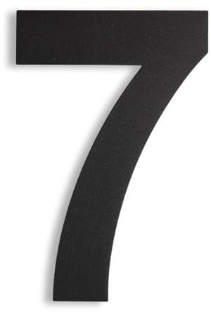 KTC-HOME - PREMIUM Hausnummer Schwarz inkl. Montagematerial - pulverbeschichtet - Arial - Höhe 20 cm - RAL 9005 - rostfrei & wetterfestes Hausnummernschild - Hausnummer 7 -
