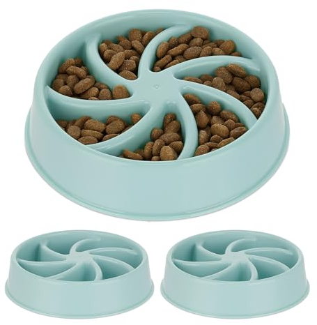 3x Ciotola Anti-Ingozzamento per Cani, 600 ml, Lenta Assunzione del Cibo, Adatta alla Lavastoviglie, Blu