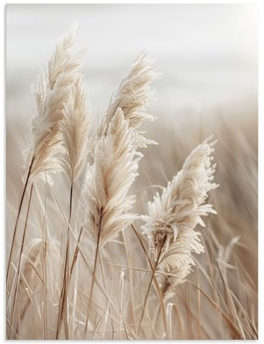 ARTland Wanddeko Wandbild Alu Verbundplatte für Innen & Outdoor Bild 45x60 cm Pflanzen natural elements Gräser Pampasgras Schilf Boho Deko U5GN