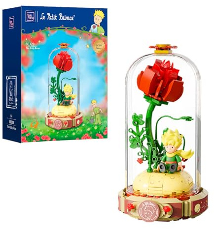 PAN TASY Le Petit Prince Set di Mattoncini Rosa Fiore, Kit di Costruzione Creativo con la Rosa del Piccolo Principe, Bouquet di Rose Regalo per Adulti e Bambini