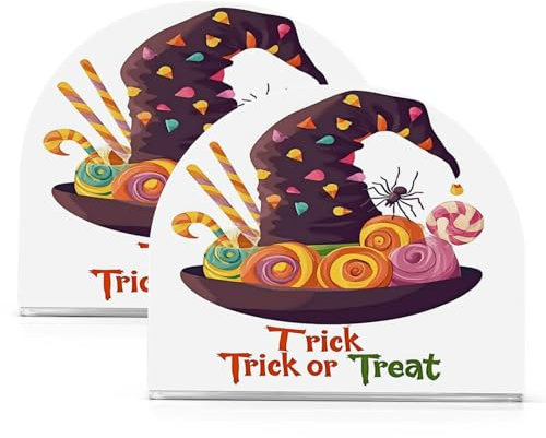 Napkin Holder Hat Candy Spider Halloween Table Paper Napkins Holder Acrylic Tissue Dispenser Kitchen Dining Room Party, 2 Pack